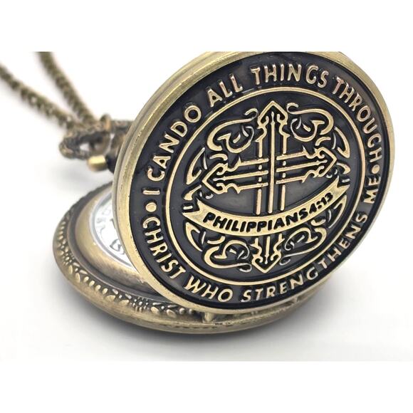 Philippians 4:13 Pocket Watch – Inspirational Scripture, Christian Bible Gift - Picture 5 of 9
